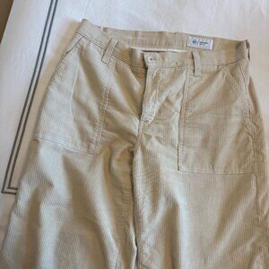 AG Saige Wide Leg Crop Corduroy Pants – Beige, Size 28